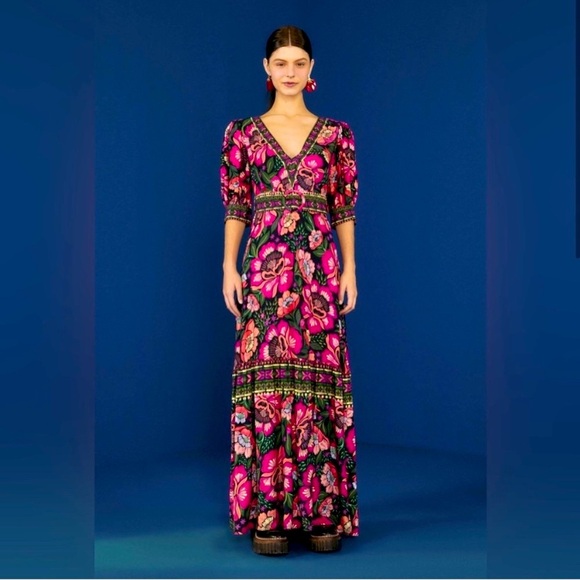 Farm Rio Flowers Garden Maxi Dress | Size Small | NWOT - Picture 2 of 8